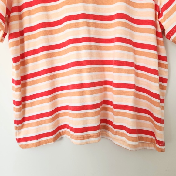 Vintage 90s Peach Striped Short Sleeve T- Shirt Orange White Casual Size XL - Picture 5 of 8
